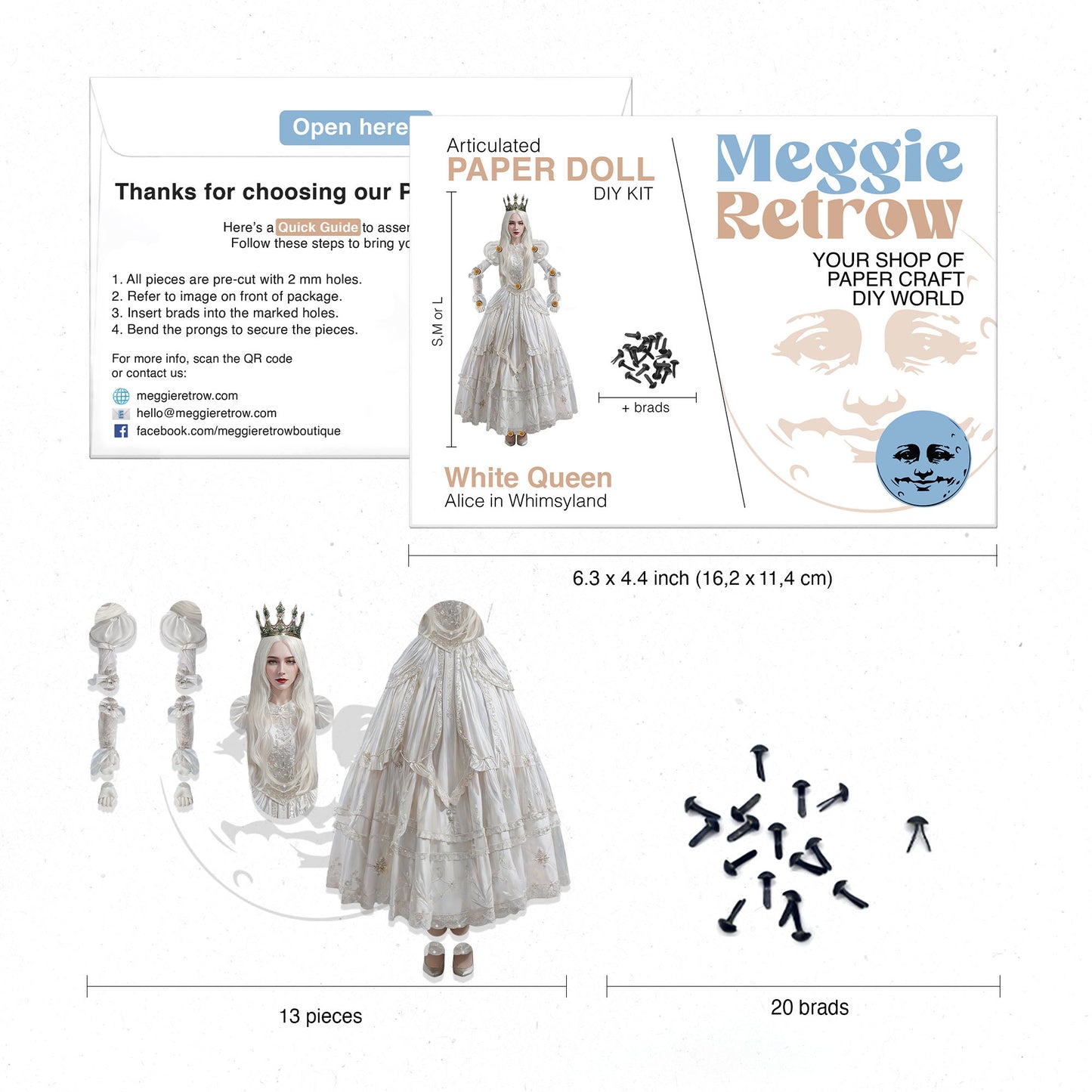 White Queen Movable Paper Doll