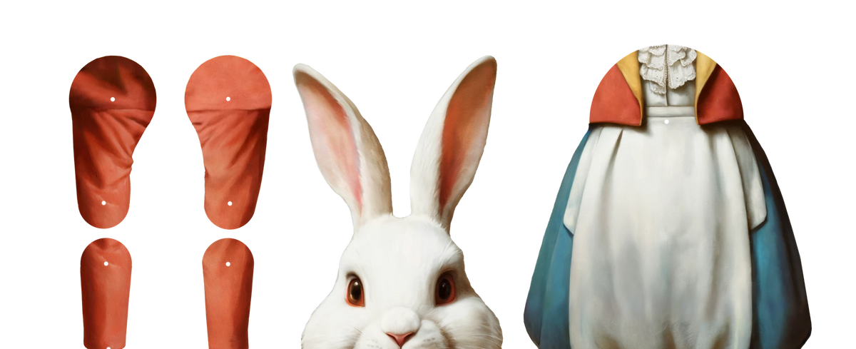 White Rabbin Movable Paper Doll