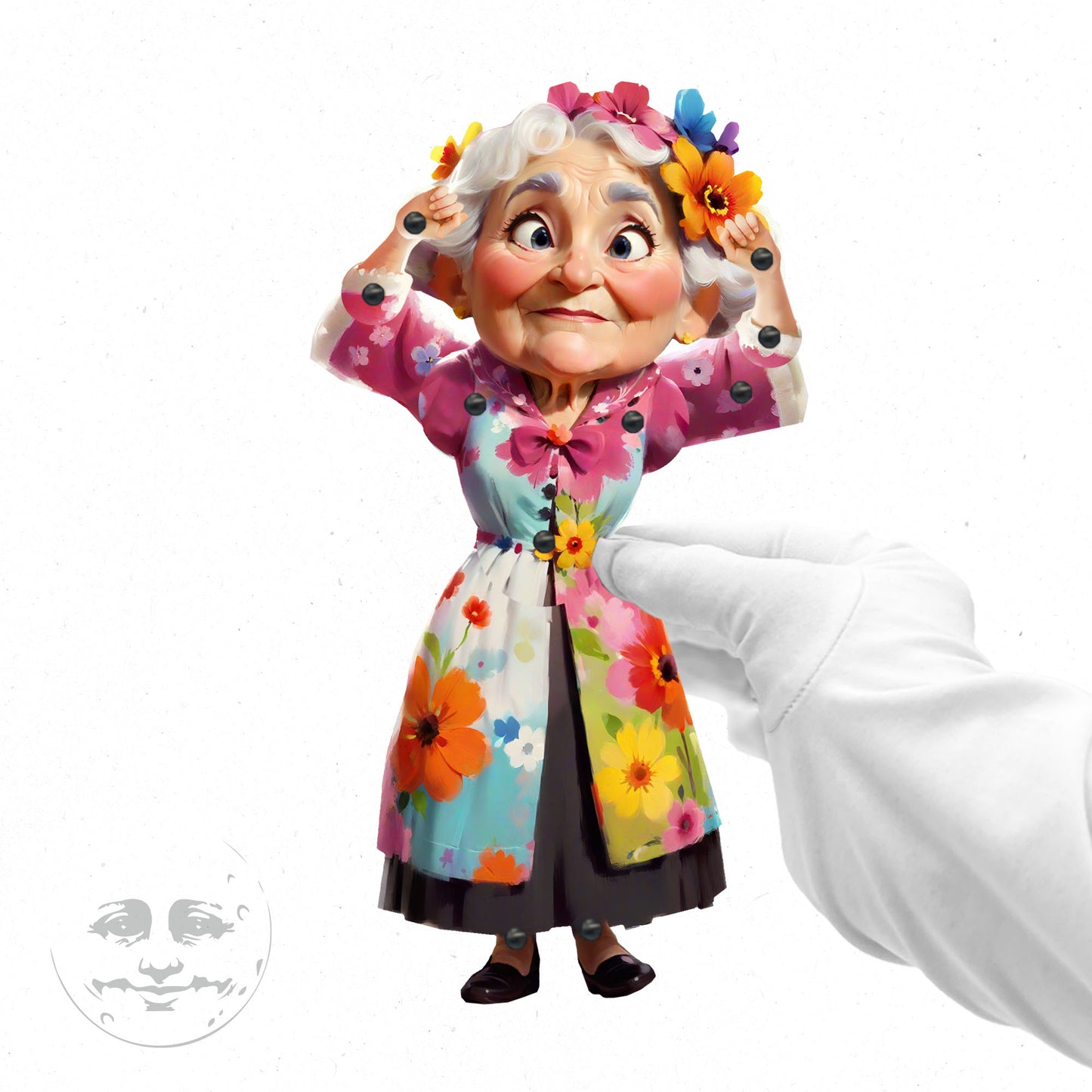 Movable Paper Doll Linda the Floral Grandma