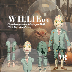 Easter Buddies Series: Willie Egg Movable Paper Doll, DIY Festive Figure, Articulated Figure, Action Figure, Articulated Toy