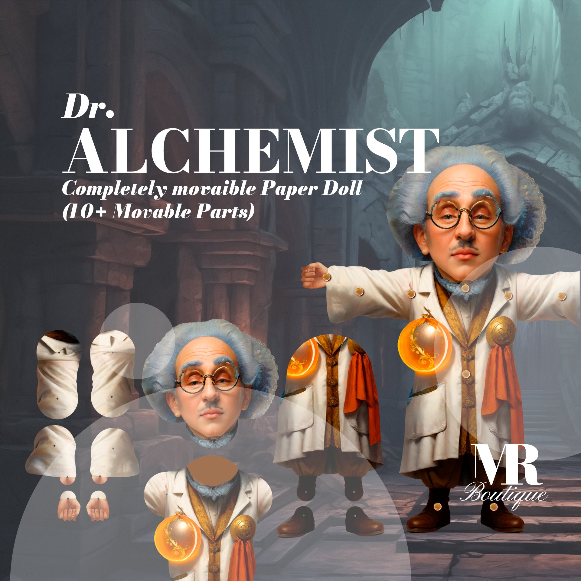 Movable Alchemist Paper Doll - DIY Craft Kit, Articulated Magic Scientist Figure, Creative Hobby, Movable Toy, Interactive Paper Model