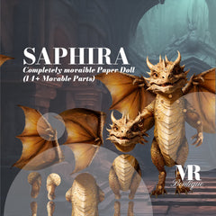 Saphira Dragon - Articulated Paper Doll, Fantasy Creature, DIY Craft Project, Movable Toy, Interactive Paper Model, Articulated Figure