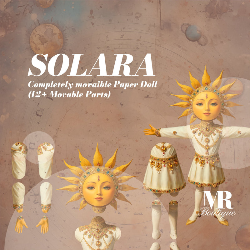 SOLARA Movable Paper Doll Kit, DIY Craft, Articulated Sun Doll, Creative Play, Solar Themed, Fun Creative Project, Festive Figure