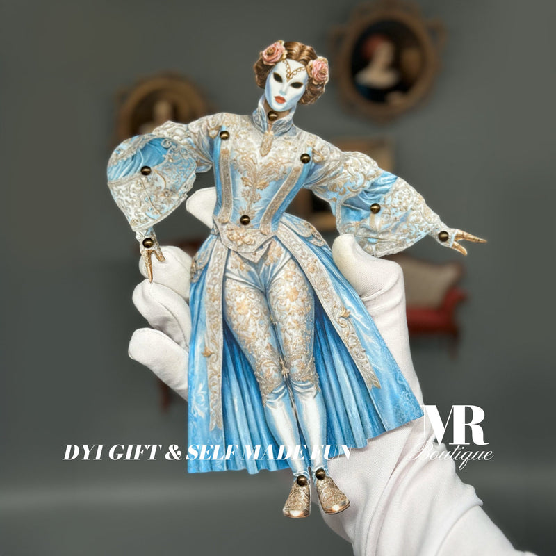 Sky Queen Saphira Movable Paper Doll, Articulated DIY Fantasy Craft Kit, Celestial Steampunk Toy, Articulated Paper Doll Vintage Figure