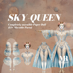 Sky Queen Saphira Movable Paper Doll, Articulated DIY Fantasy Craft Kit, Celestial Steampunk Toy, Articulated Paper Doll Vintage Figure