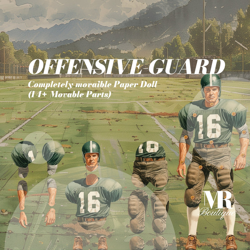 Offensive Guard Movable Paper Doll, DIY Vintage Football Craft Kit, Articulated Paper Doll, Vintage Figure