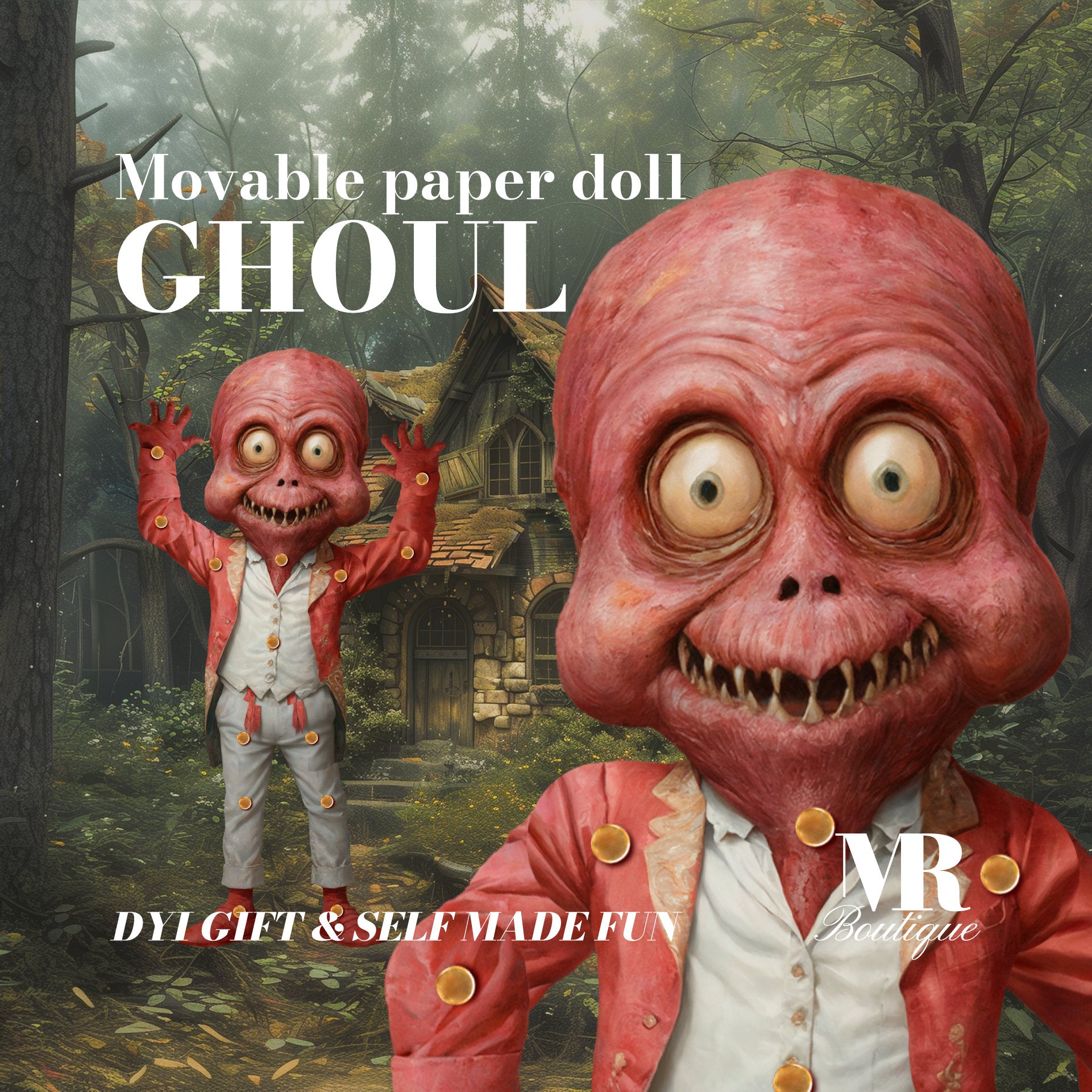 Ghoul Movable Paper Doll, DIY Halloween Craft Kit, Fun Creative Craft Kit for All Ages, Unique Collectible Art Toy