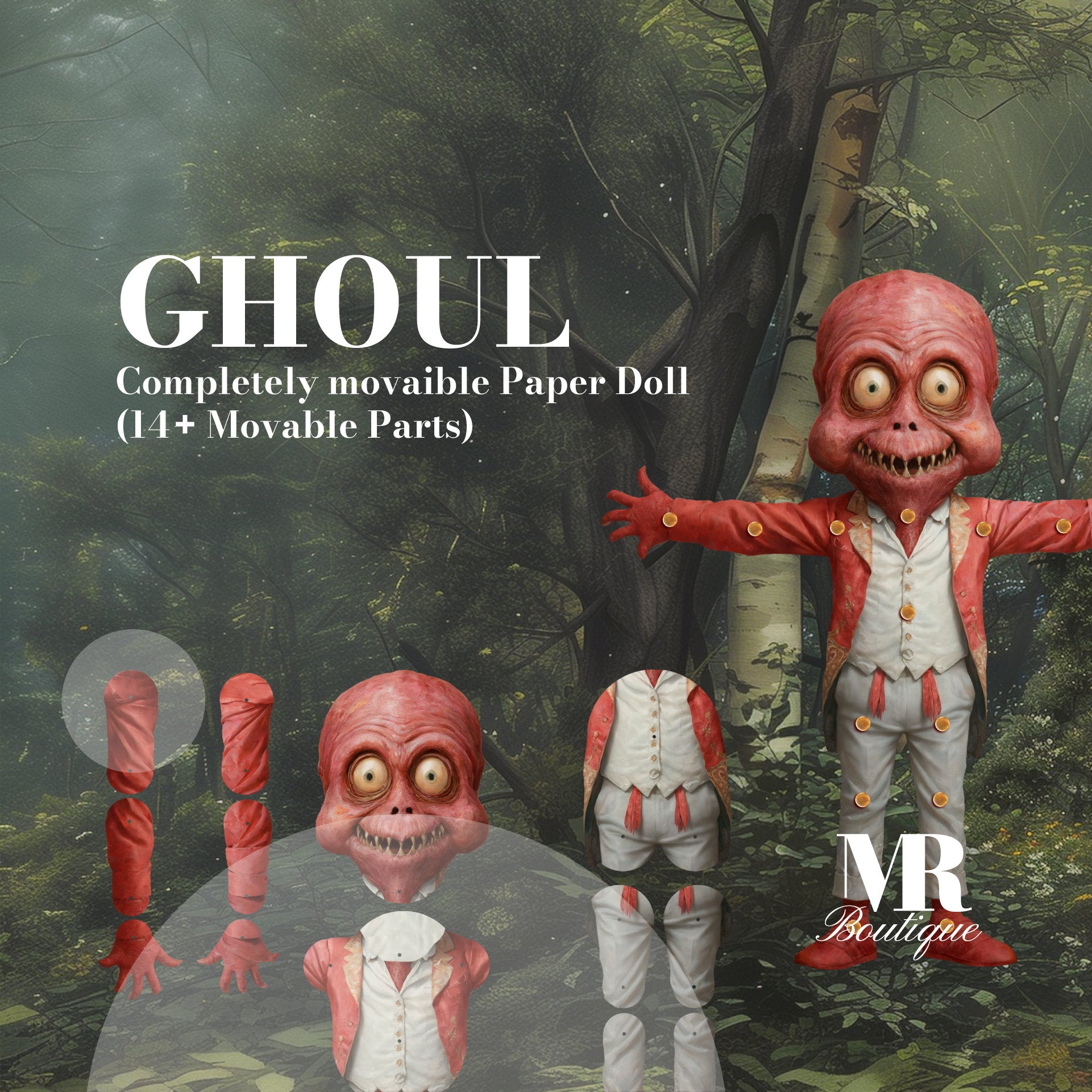 Ghoul Movable Paper Doll, DIY Halloween Craft Kit, Fun Creative Craft Kit for All Ages, Unique Collectible Art Toy