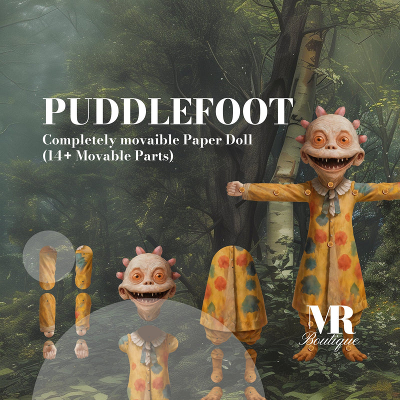 Puddlefoot Movable Paper Doll, DIY Fantasy Craft Kit, Fun Creative Craft Kit for All Ages, Unique Collectible Art Toy