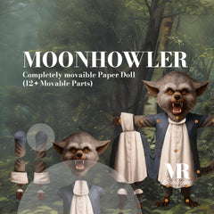 Moonhowler Movable Paper Doll - Werewolf Figure, Handmade Collectible, DIY Project, Unique Gift, Fun Crafting Kit