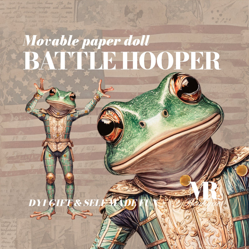 Battle Hooper Movable Paper Doll, DIY Frog Warrior Craft Kit Party Fun Articulated Paper Doll Movable Vintage Doll Carnival Craft Kit