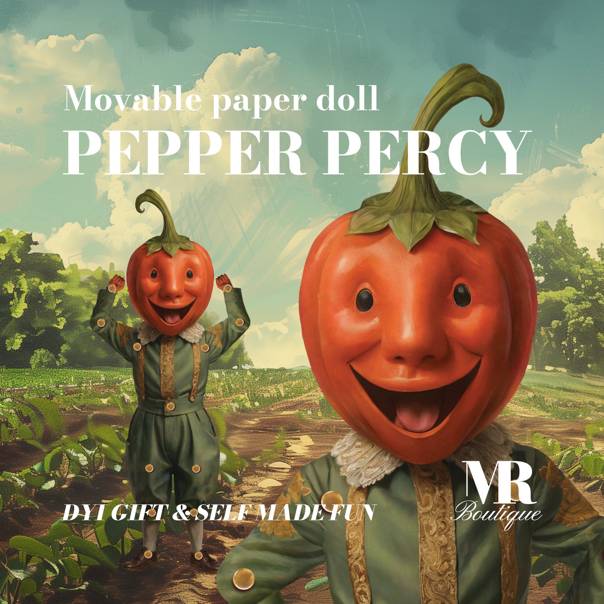 Pepper Percy Movable Paper Doll - DIY Craft Kit, Fun Home Decor, Unique Handmade Gift, Collectible Pepper Character, Articulated Figure