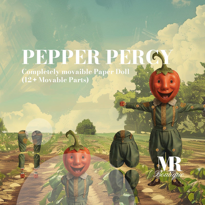 Pepper Percy Movable Paper Doll - DIY Craft Kit, Fun Home Decor, Unique Handmade Gift, Collectible Pepper Character, Articulated Figure