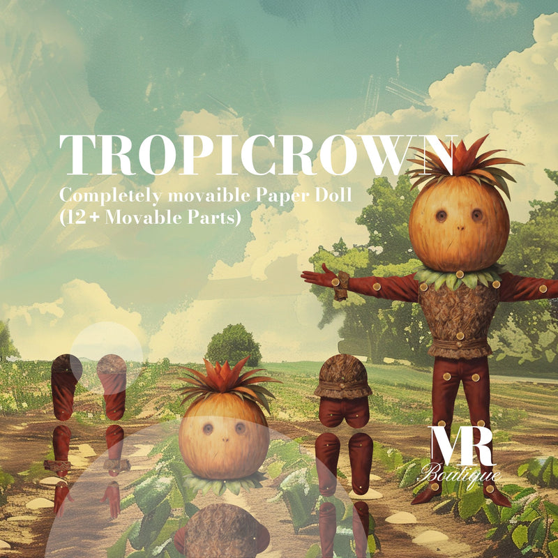 Tropicrown Movable Paper Doll - DIY Craft Kit, Fun Home Decor, Unique Handmade Gift, Collectible Tropical Character, Articulated Figure