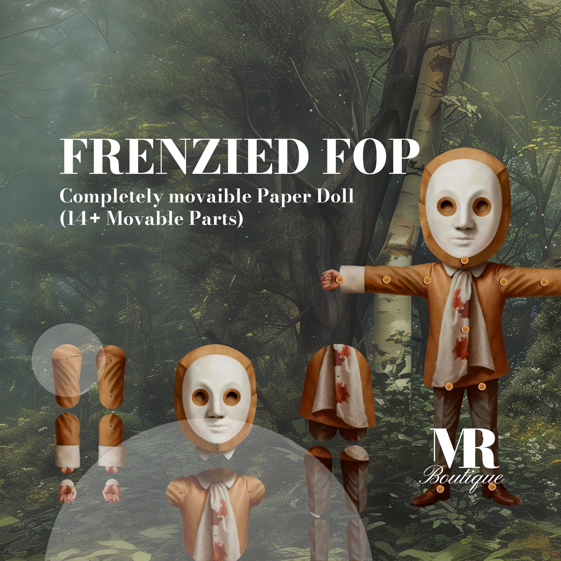 Frenzied Fop Movable Paper Doll, DIY Halloween Craft Kit, Fun Creative Craft Kit for All Ages, Unique Collectible Art Toy