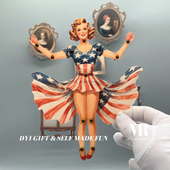 Liberty Belle Movable Paper Doll - Patriotic DIY Art Toy, Perfect Collectible Gift for Vintage Enthusiasts