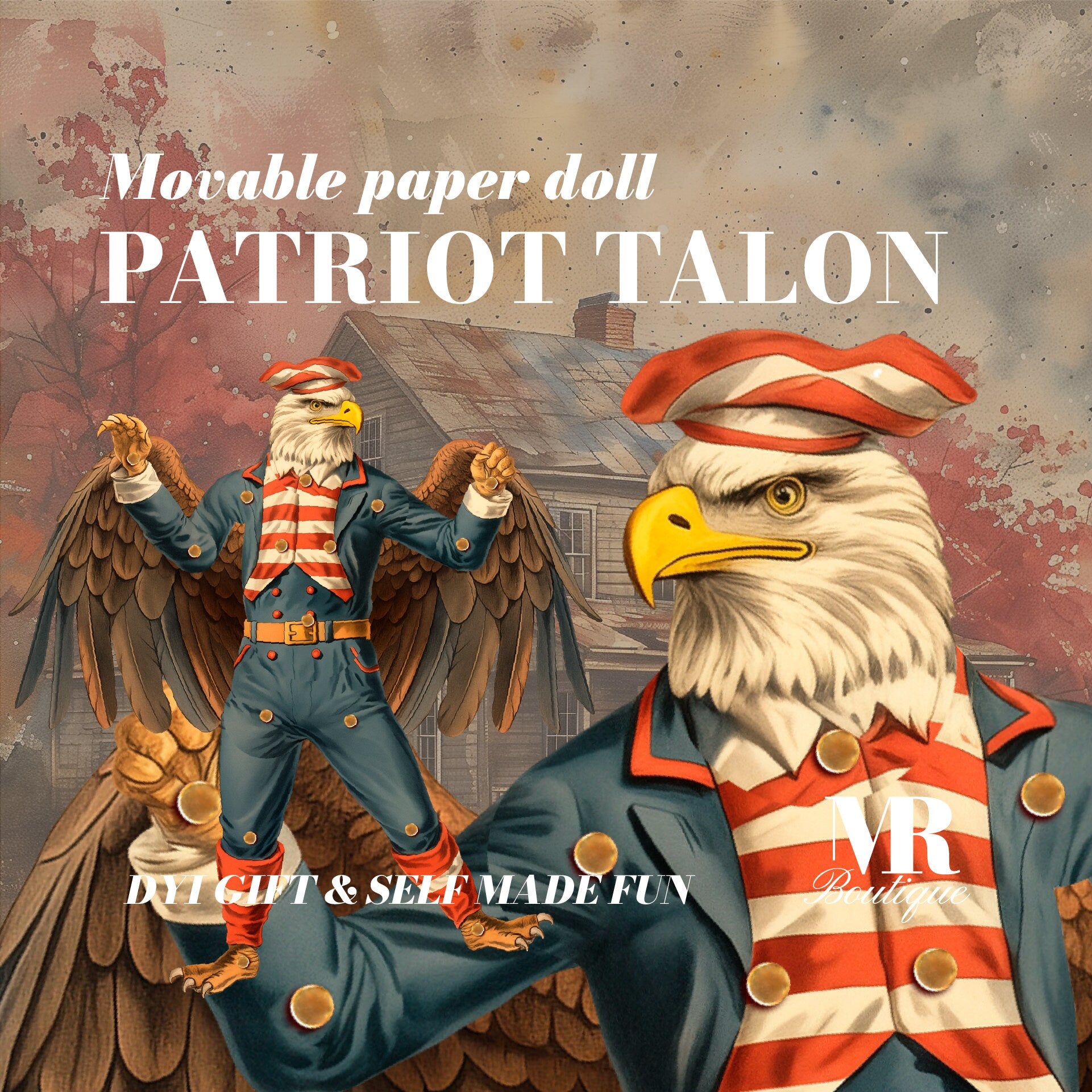 Patriot Talon Movable Paper Doll - Engaging DIY Art Toy, Perfect Unique Gift for Collectors and Americana Enthusiasts