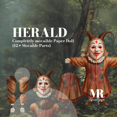 Herald Movable Paper Doll - Jester Figure, Handmade Collectible, DIY Project, Unique Gift, Fun Crafting Kit