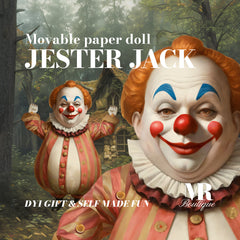 Jester Jack Movable Paper Doll - Clown Figure, Handmade Collectible, DIY Project, Unique Gift, Fun Crafting Kit