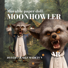 Moonhowler Movable Paper Doll - Werewolf Figure, Handmade Collectible, DIY Project, Unique Gift, Fun Crafting Kit