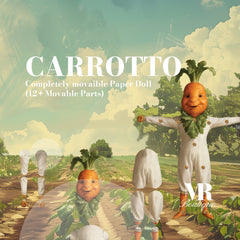 Carrotto Movable Paper Doll - DIY Craft Kit, Fun Home Decor, Unique Handmade Gift, Collectible Carrot Character, Articulated Figure