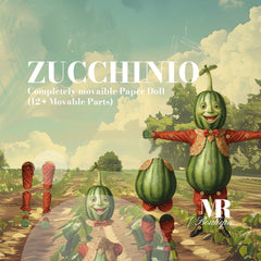 Zucchinio Movable Paper Doll - DIY Craft Kit, Fun Home Decor, Unique Handmade Gift, Collectible Zucchini Character, Articulated Figure