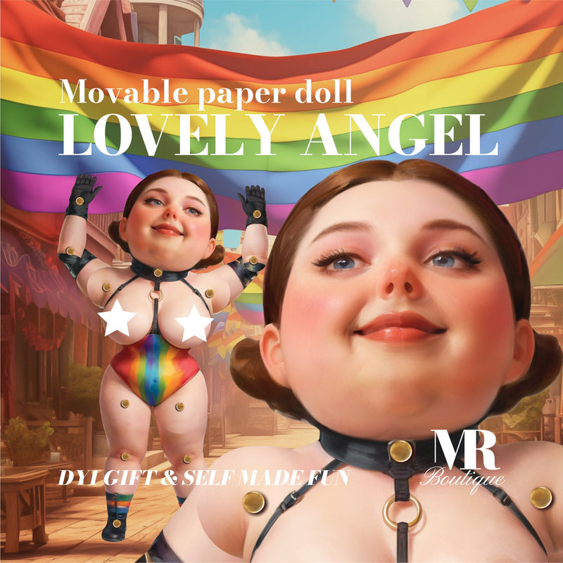 Lovely Angel Movable Paper Doll - DIY Pride Craft Kit, LGBTQ+ Celebration, Handmade Collectible, Unique Articulated Figure, Rainbow Decor