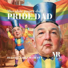 Pride Dad Movable Paper Doll - DIY Pride Craft Kit, LGBTQ+ Celebration, Handmade Collectible, Unique Articulated Figure, Rainbow Decor