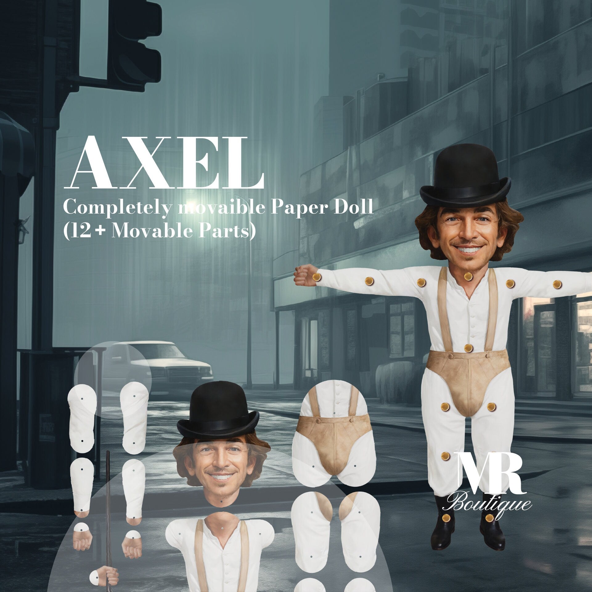 Axel Movable Paper Doll DIY Kit - Clockwork Chronicles Collection, Perfect Unique Gift for Collectors and Vintage Enthusiasts