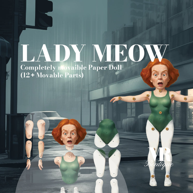 Lady Meow Movable Paper Doll DIY Kit - Clockwork Chronicles Collection, Perfect Unique Gift for Collectors and Vintage Enthusiasts