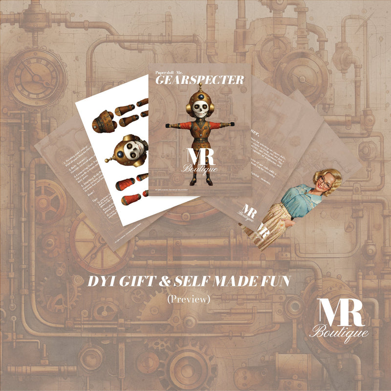 Mr. Gearspecter Steampunk Movable Paper Doll - Handmade DIY Art Toy, Perfect Unique Gift for Collectors and Vintage Enthusiasts