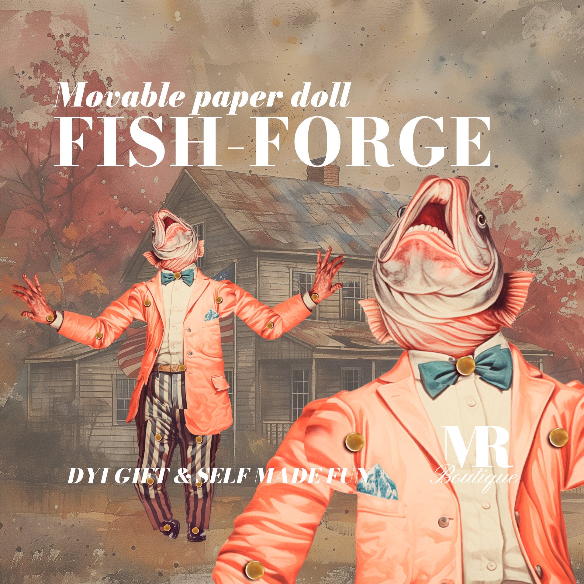 Fish-Forge Movable Paper Doll - Fun DIY Art Toy, Perfect Unique Gift for Collectors and Vintage Lovers