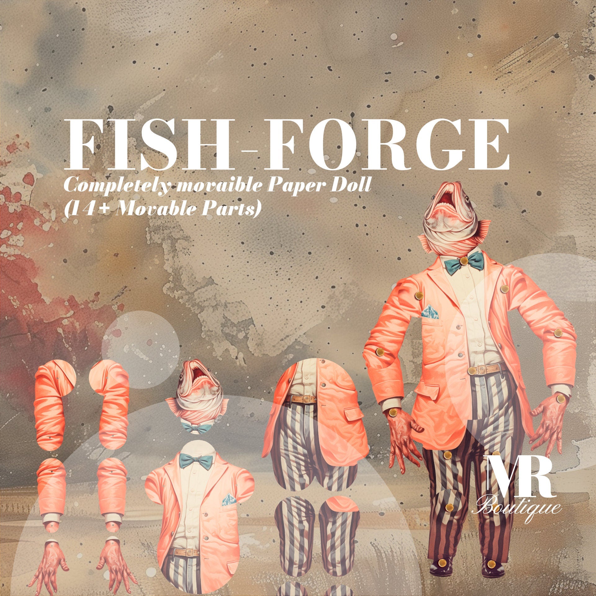 Fish-Forge Movable Paper Doll - Fun DIY Art Toy, Perfect Unique Gift for Collectors and Vintage Lovers