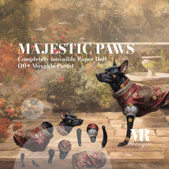 Majestic Paws Movable Awesome Mixed Breed Dog Paper Doll, Double-Sided DIY Kit, Unique Art Gift, Articulated Figure