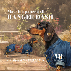 Ranger Dash Movable Stylish Dachshund Paper Doll, Double-Sided DIY Kit, Unique Art Gift, Articulated Figure