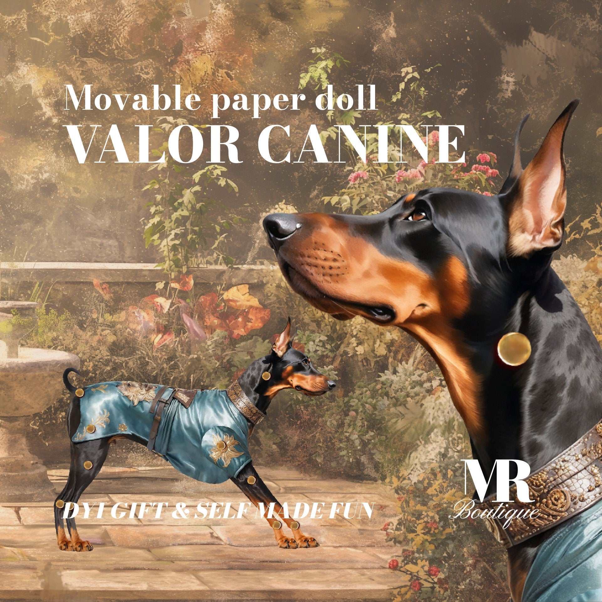 Valor Canine Movable Heroic Dog Paper Doll, Double-Sided DIY Kit, Unique Art Gift, Articulated Figure