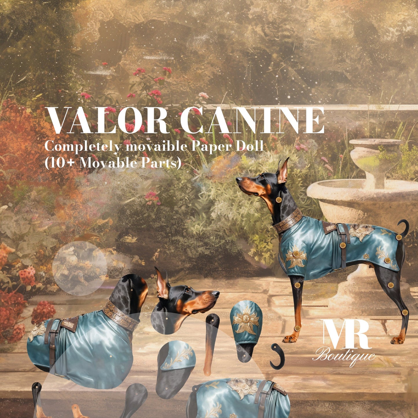 Valor Canine Movable Heroic Dog Paper Doll, Double-Sided DIY Kit, Unique Art Gift, Articulated Figure