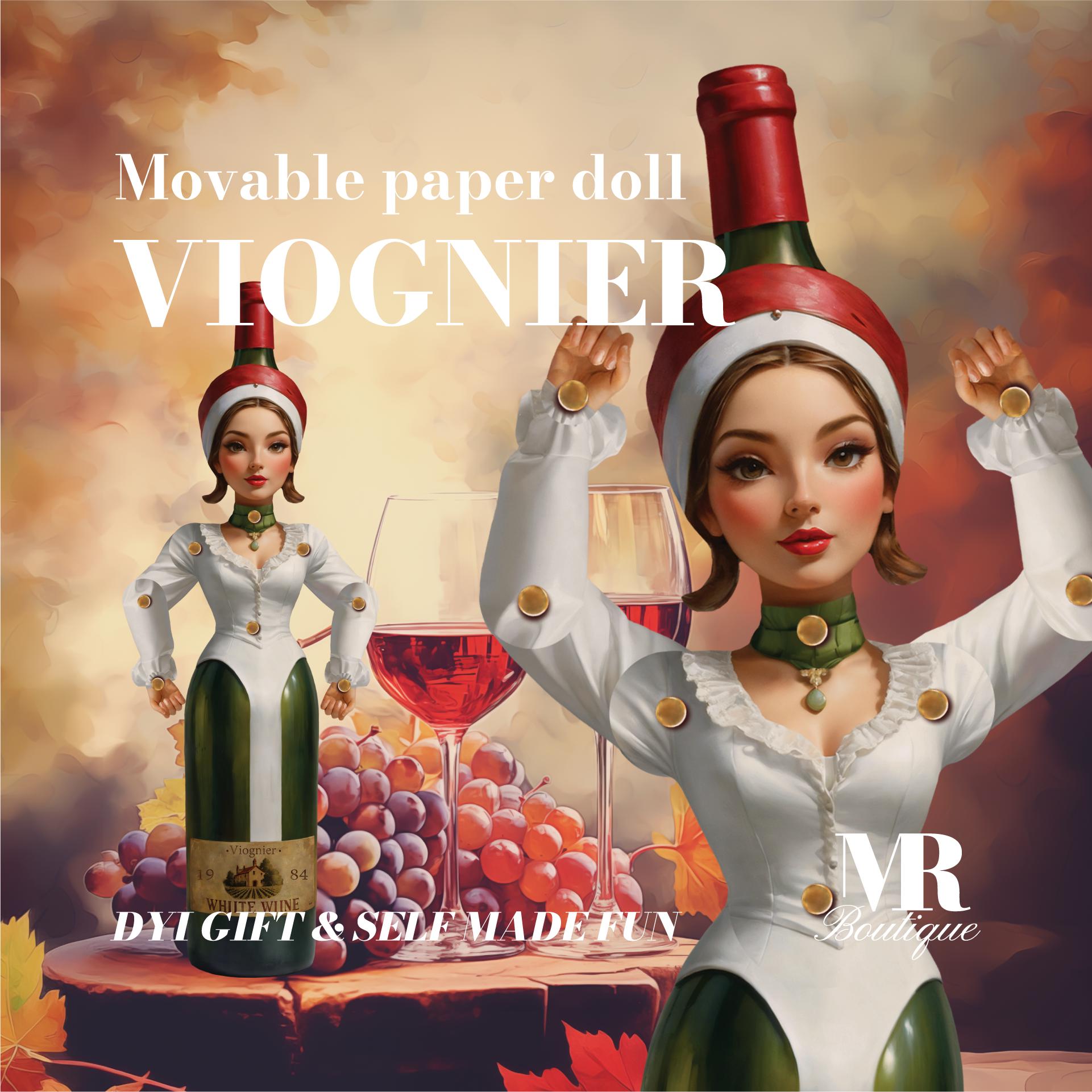 Viognier Movable Paper Doll DIY Kit - SOULFUL DRINKS Collection, Perfect Unique Gift for Wine Enthusiasts and Collectors