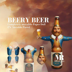 Beery Beer Movable Paper Doll DIY Kit - SOULFUL DRINKS Collection, Perfect Unique Gift for Collectors and Beverage Enthusiasts