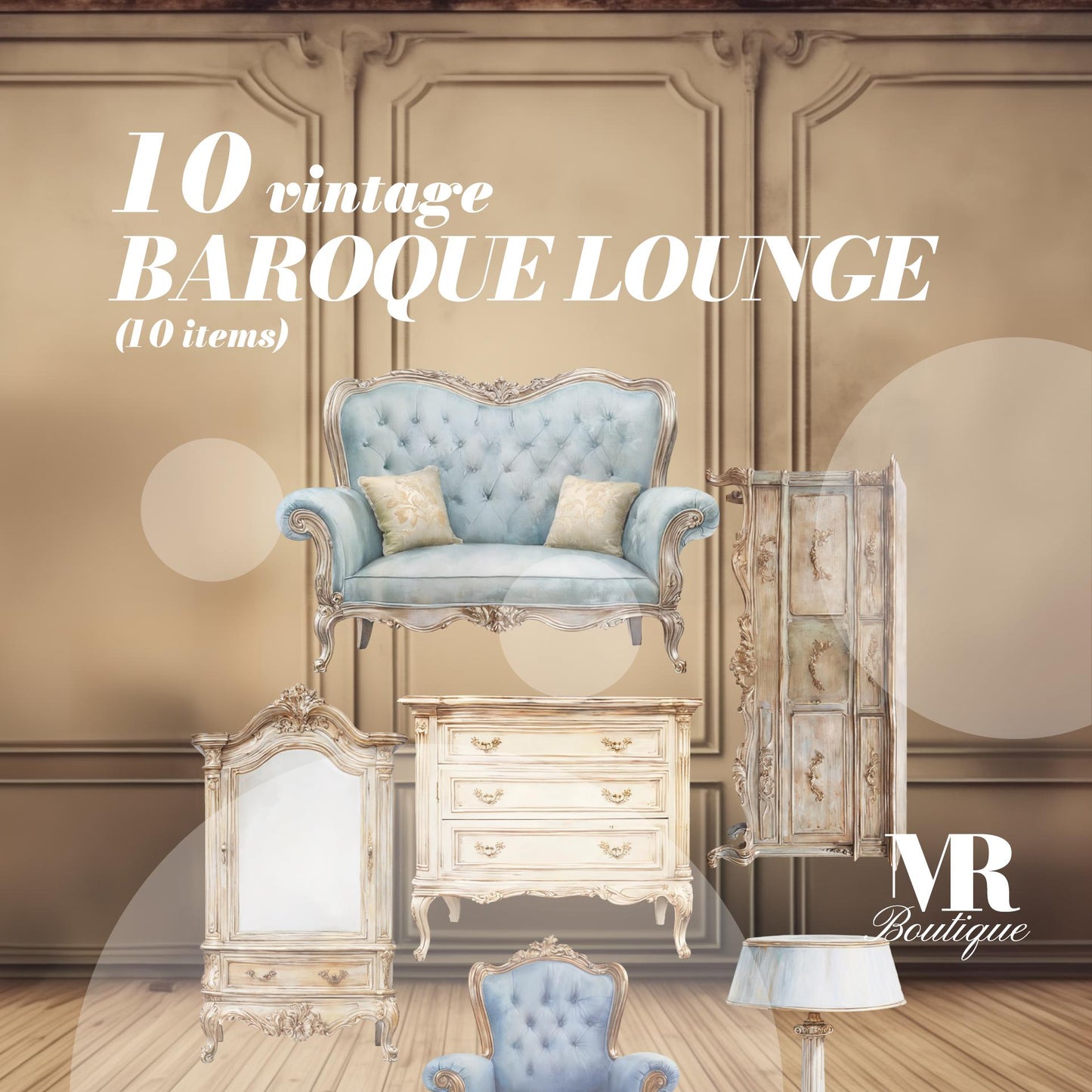 Baroque Lounge Miniature Furniture Set - Elegant DIY Kit for Dollhouse Enthusiasts