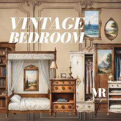 Vintage Bedroom Furniture Set DIY Kit - 10 Miniature Items, Perfect for Dollhouses & Scrapbooking