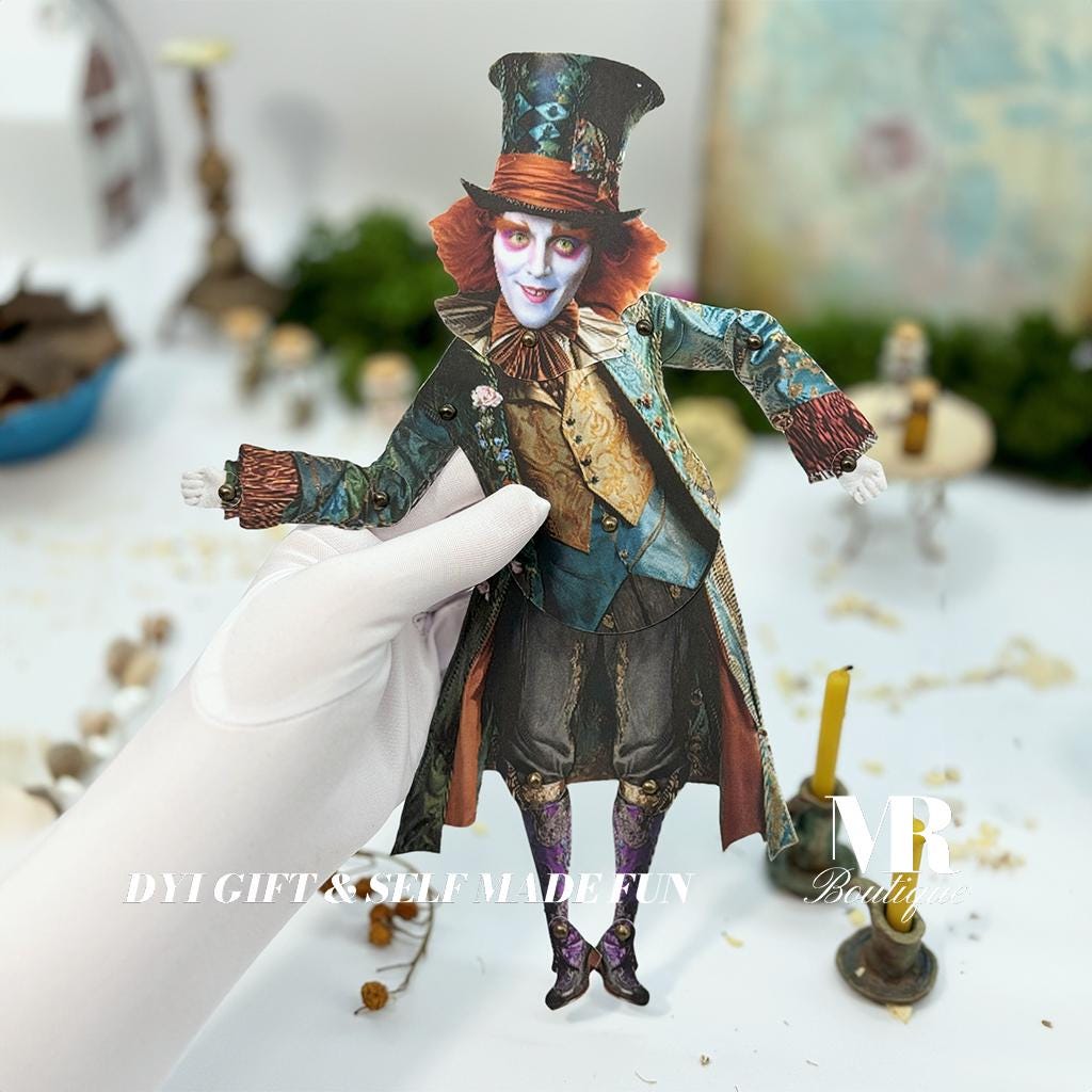 Mad Hatter Movable Paper Doll - DIY PDF Kit - Alice in Whimsyland Collection - Art Doll for Crafting and Collecting