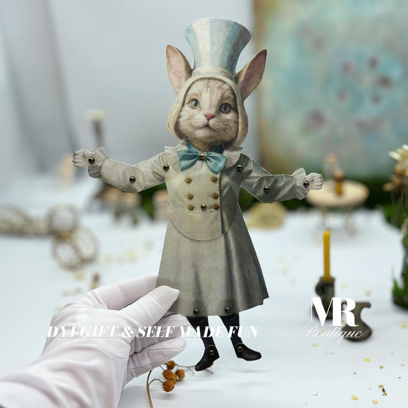 White Rabbit Movable Paper Doll DIY Kit - ALICE in WHIMSYLAND Collection, Perfect Unique Gift for Fantasy Lovers and Collectors