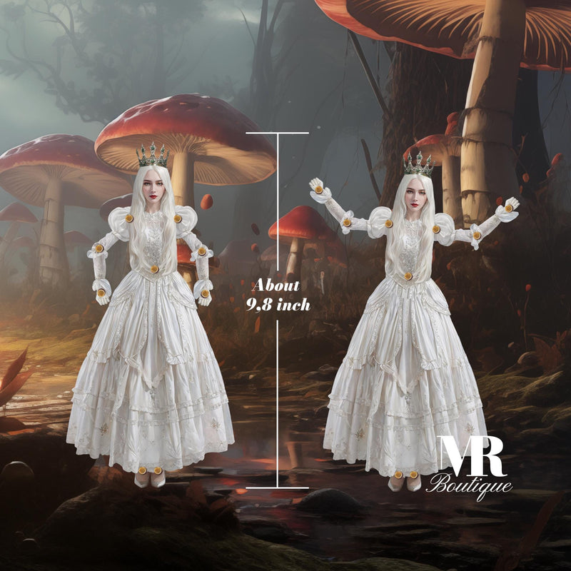 White Queen Movable Paper Doll DIY Kit - Alice in Whimsyland Collection, Elegant and Magical Gift for Collectors