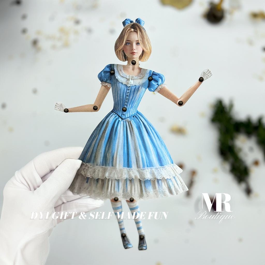 Alice Movable Paper Doll PDF - Alice in Whimsyland Collection, Perfect Unique Gift for Collectors and Fantasy Enthusiasts