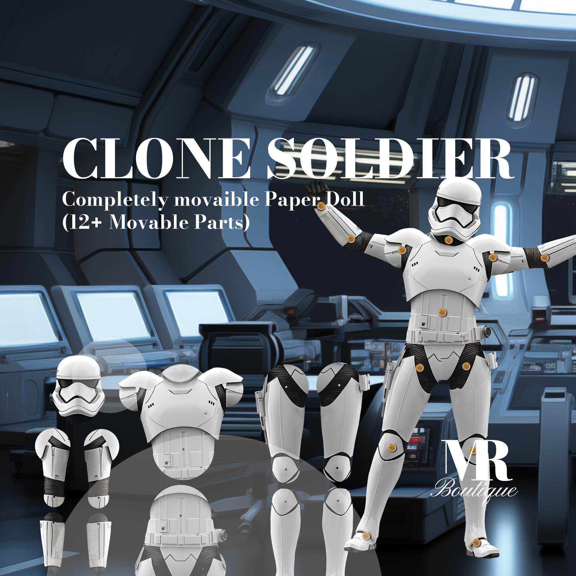 Clone Soldier Movable Paper Doll – DIY Sci-Fi Soldier Craft for Creative Fun and Display – Unique Paper Art Gift