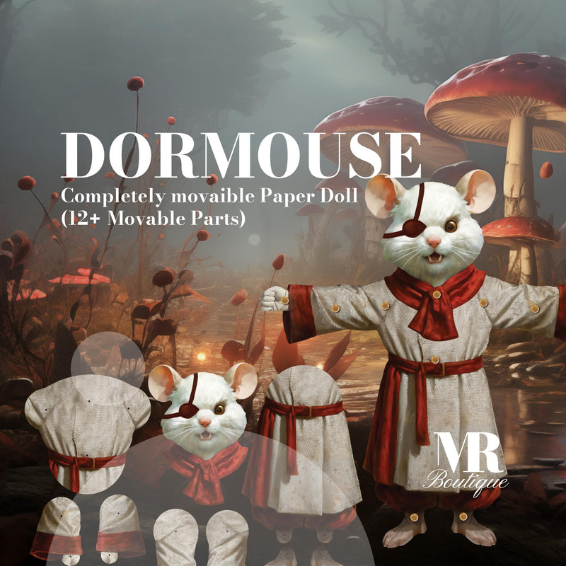 Dormouse Movable Paper Doll DIY Kit - ALICE in WHIMSYLAND Collection, Perfect Unique Gift for Fantasy Lovers and Collectors