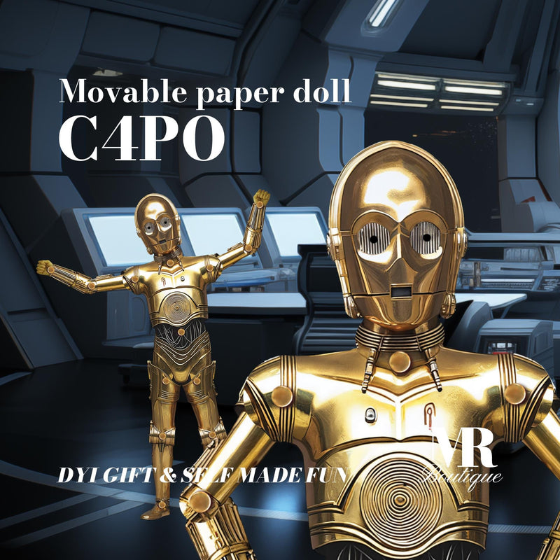 C4PO Movable Paper Doll – DIY Sci-Fi Robot Craft for Creative Fun and Display – Unique Paper Art Gift