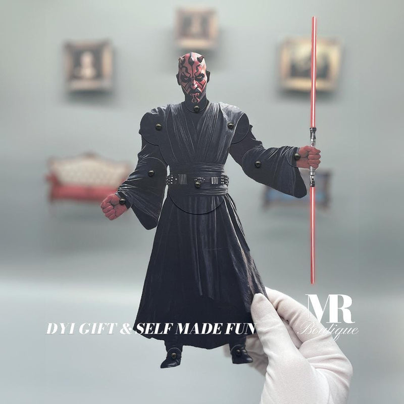 Darth Moul Movable Paper Doll – DIY Sci-Fi Villain Craft for Creative Fun and Display – Unique Paper Art Gift