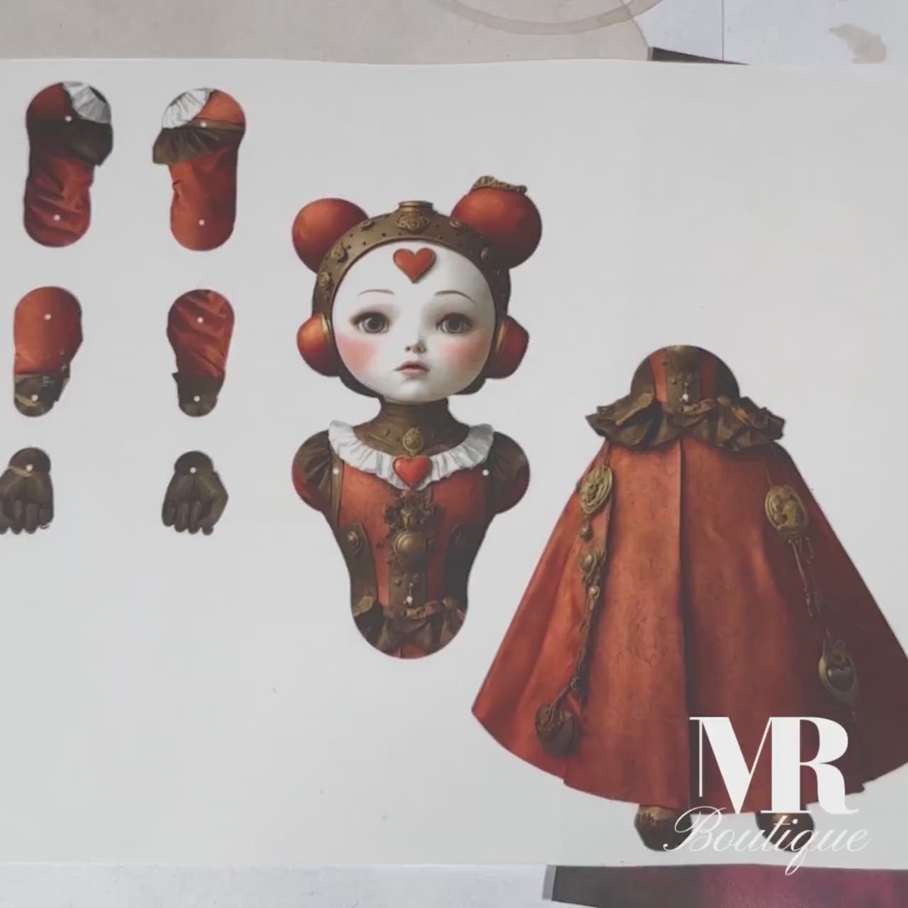 Mrs. Heartsy • The Enchanting Steampunk Paper Doll Printable Kit with Movable Parts for Creative Crafting Movable Vintage Paper Doll